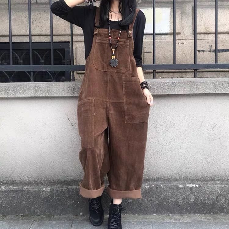 Spring and Autumn New Style Loose Slimming Plus-Size Casual Straight Wide-Leg Overalls for Women Versatile Fashion Jumpsuit