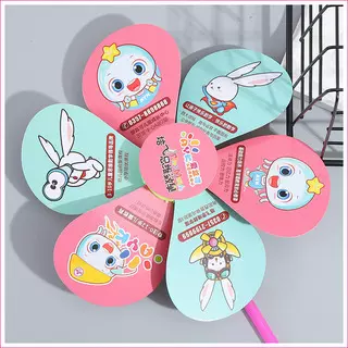 定制彩虹风车六扇儿童玩具 休闲娱乐互动风车 地摊塑料风车批发