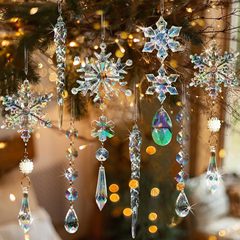 18ピース-クリスマスツリー装饰クリスタルクリスマス装饰カラーアクリル雪とつららクリスマスツリーペンダント