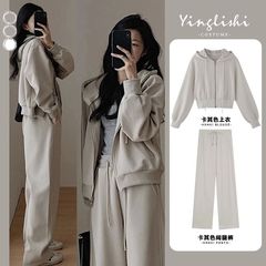 早秋装2025新款茶系穿搭两件套装大码女装今年流行盐系甜美风卫衣