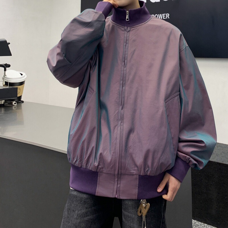 Foreign Trade Men's Outwear 25 New Colorful Satin Flight Jacket for Men and Women American Trendy Short Outwear Loose Top