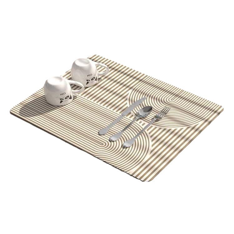 Al por mayor transfronterizo cocina encimera de drenaje de barro de algas almohadilla de aislamiento de mesa cubiertos almohadilla de secado de encimera de absorción de agua