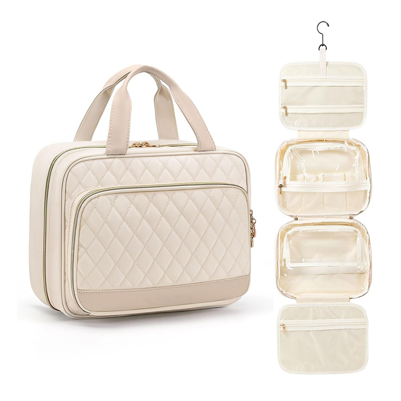 Amazon nueva bolsa de maquillaje de viaje de moda para mujeres bolsa de baño colgante bolsa de almacenamiento de maquillaje portátil