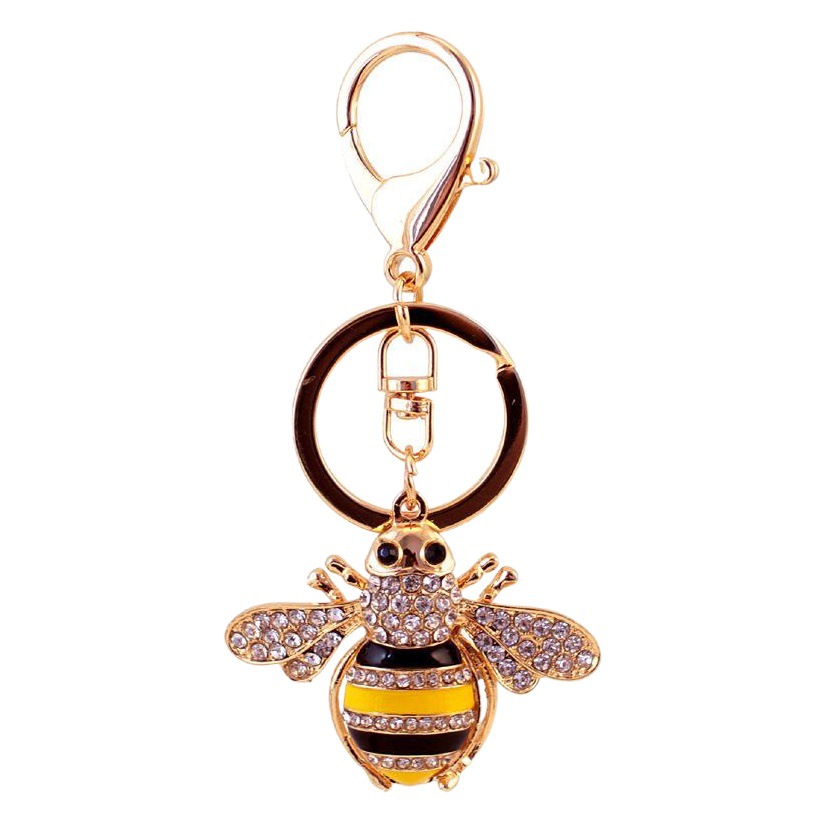 Amazon Venta caliente creativo lindo cristal diamante abeja coche llavero bolso de las mujeres accesorios colgante 1259