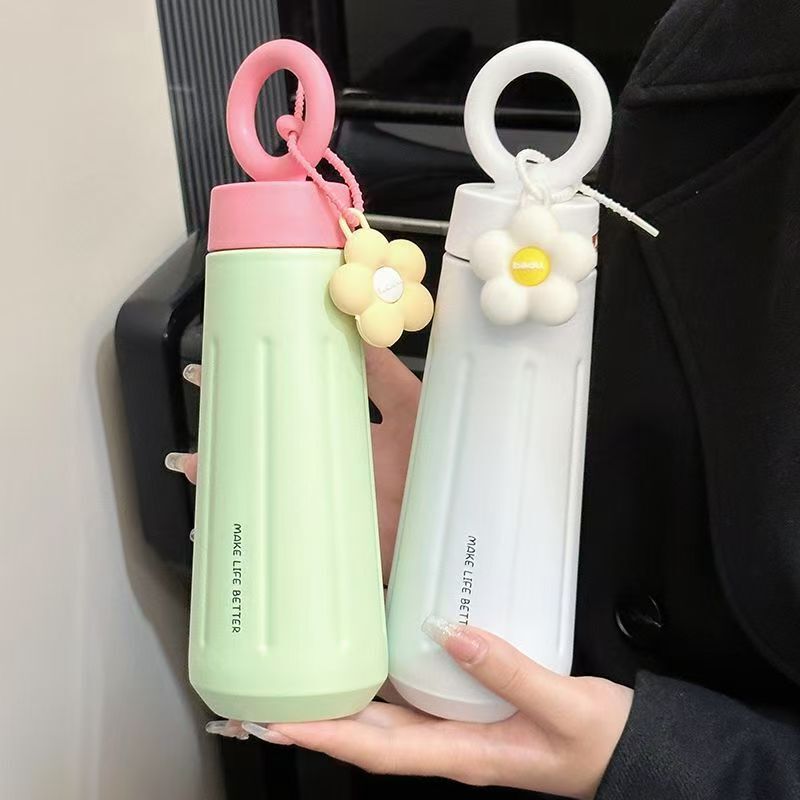 高颜值简约316不锈钢花瓣保温杯户外便携提手水杯创意情侣随手杯|undefined