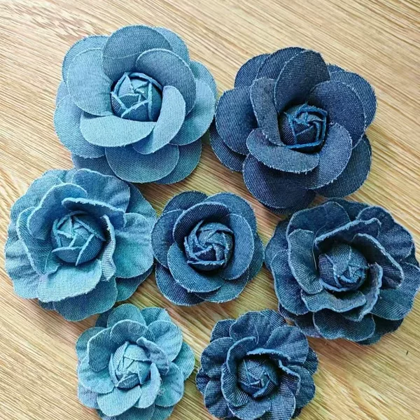 New denim-style camellia flower DIY corsage, hair accessory, gift box accessories, clothing, shoe, and hat accessories
