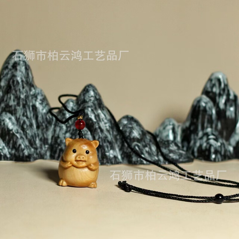 クスノキ木彫り干支キーホルダー携帯電話ペンダント九華山ディリン雲南タイル猫工芸品卸売|undefined