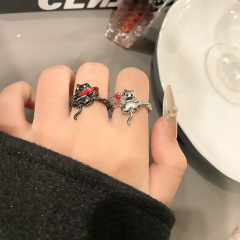 極簡個性創意小酒鬼幽靈甜酷可愛食指戒小眾設計百搭疊戴指環手飾