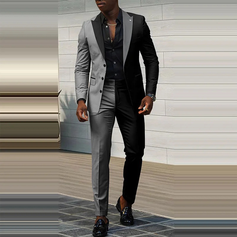 Abbigliamento da uomo, abbigliamento formale da uomo, di alta qualità, coordinato di colori, autunno 2024, abito a due pezzi, sottile e comodo, WL008+MR7_voghion.com