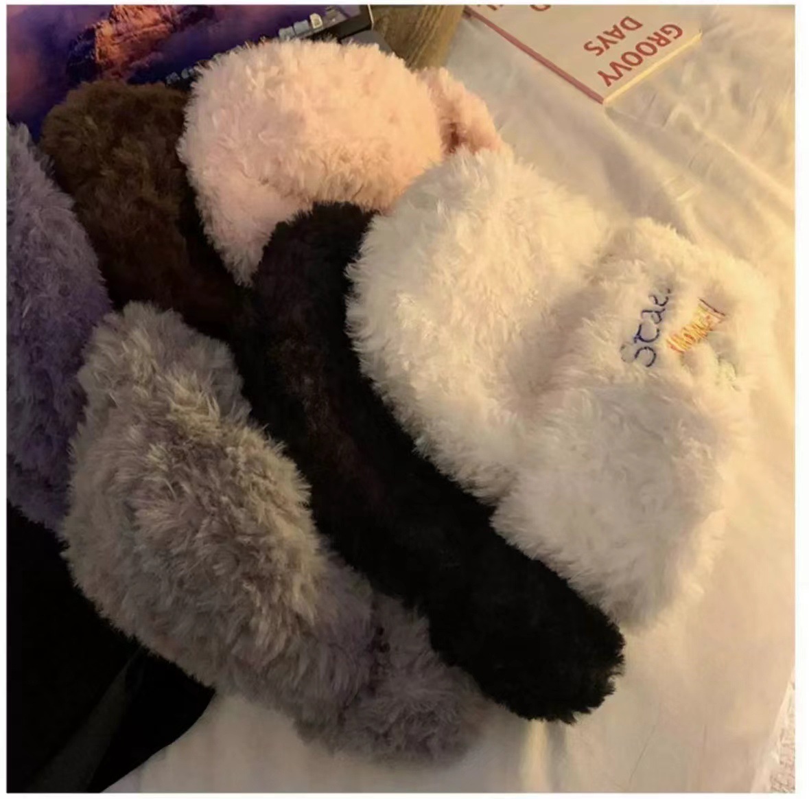 Gorro de felpa para mujer, versión coreana, tejido grueso y cálido, con cara visible, ideal para otoño e invierno._voghion.com