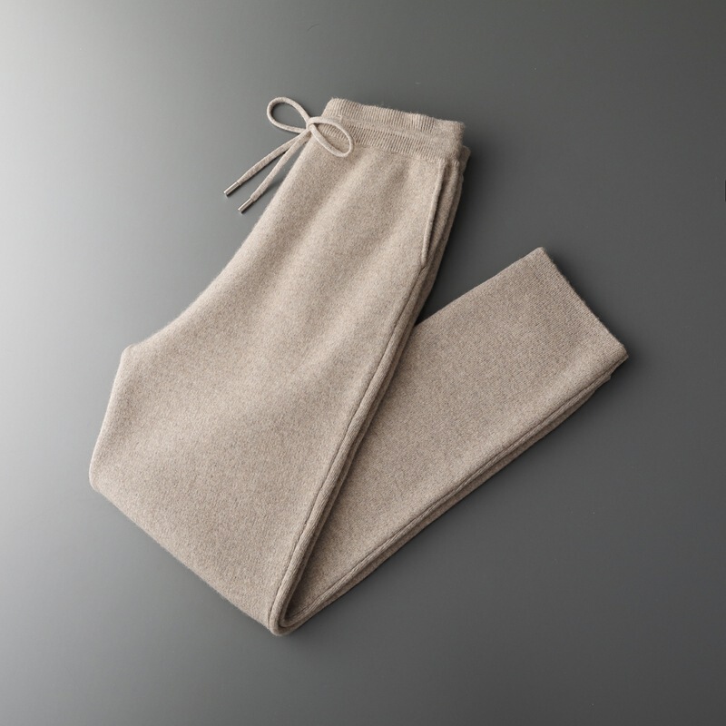 Autumn and Winter Cashmere Thickened Stylish New Men's Casual Straight-Leg Pants Knitted Sweatpants Jogging Pants Outerwear Fleece Pants