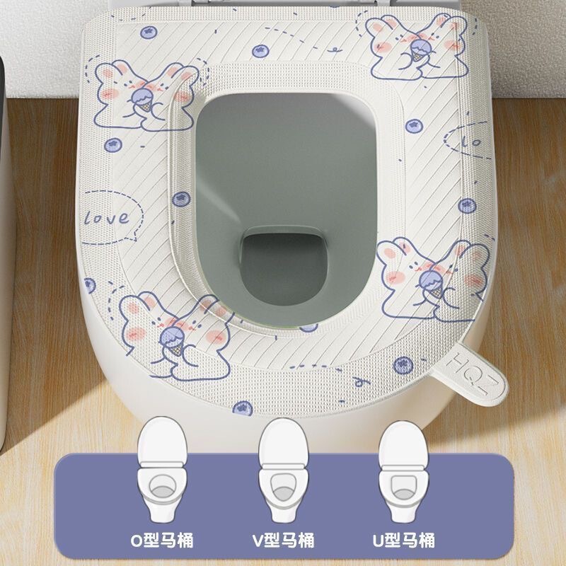 马桶垫可水洗家用防水免洗四季通用粘贴式坐垫坐便套座圈贴垫印花|undefined