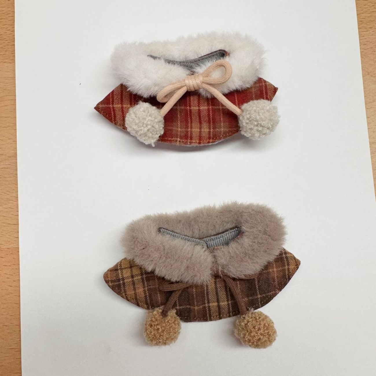 17cm Labubu Baby Clothes Vinyl Macaron Sitting Party Christmas Plaid Plush Cloak Clothes