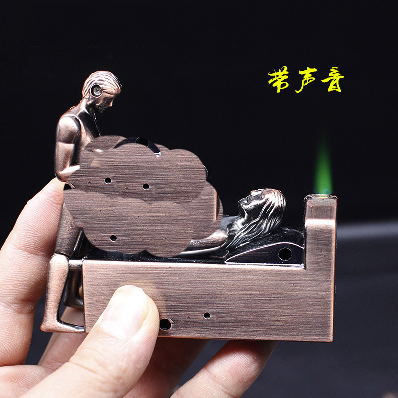 个性充气金属打火机摆件整蛊创意带声音搞笑防风直冲收藏可批发