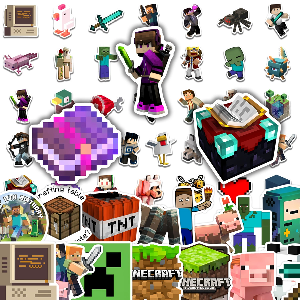 50 наклеек с материалами Minecraft, наклейки Minecraft, наклейки перефирияPVC для игры в пиксели