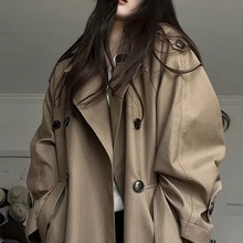 2025廓形中长款时尚英伦风衣外套女春秋翻领感高个子立领大衣