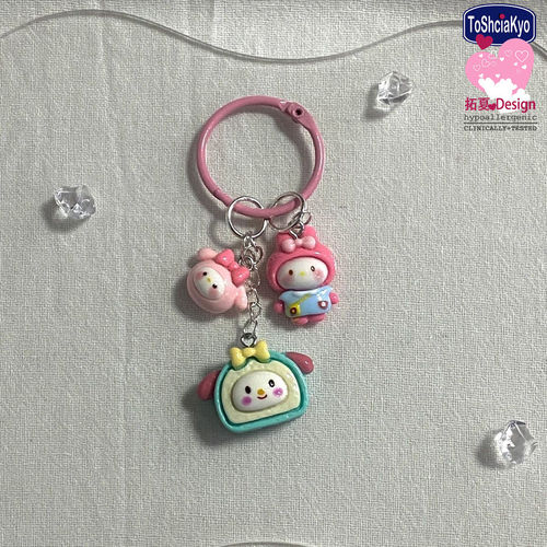 Card ring 751 Sanrio cartoon style creative cute personalized gift key chain school bag pendant key chain