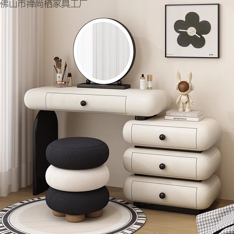 Light Luxury Solid Wood Dresser Bedside Table Integrated High-End Large Bedroom 2025 New Cream Style Dressing Table