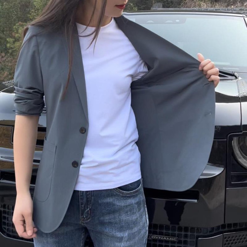 Classic Minimalist Business Casual Blazer for Women: Simple Solid Color, Versatile Single Coat Jacket