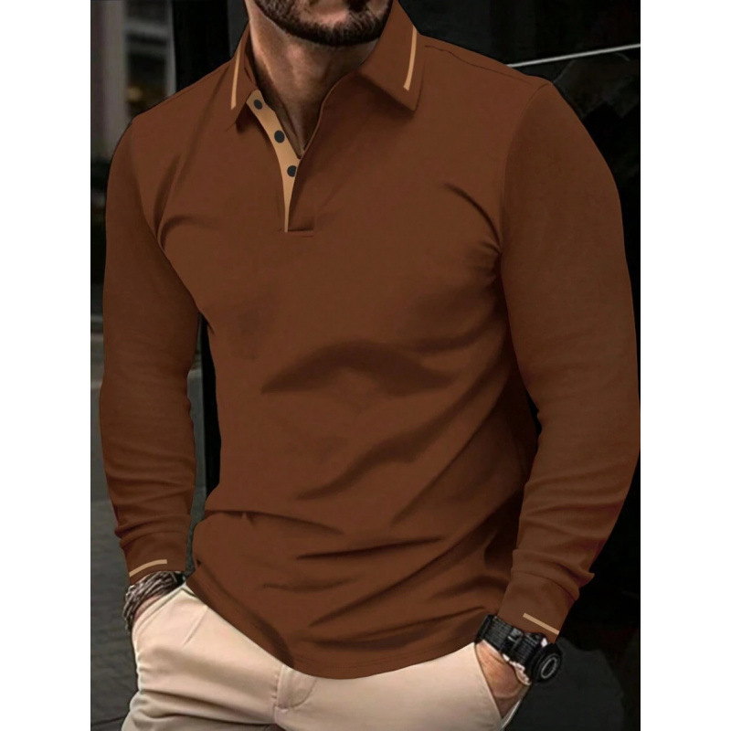 C 43438 Export Autum New Cross-Border Dropshipping Casual Quarter Button Long-Sleeved Polo Shirt Suitable for