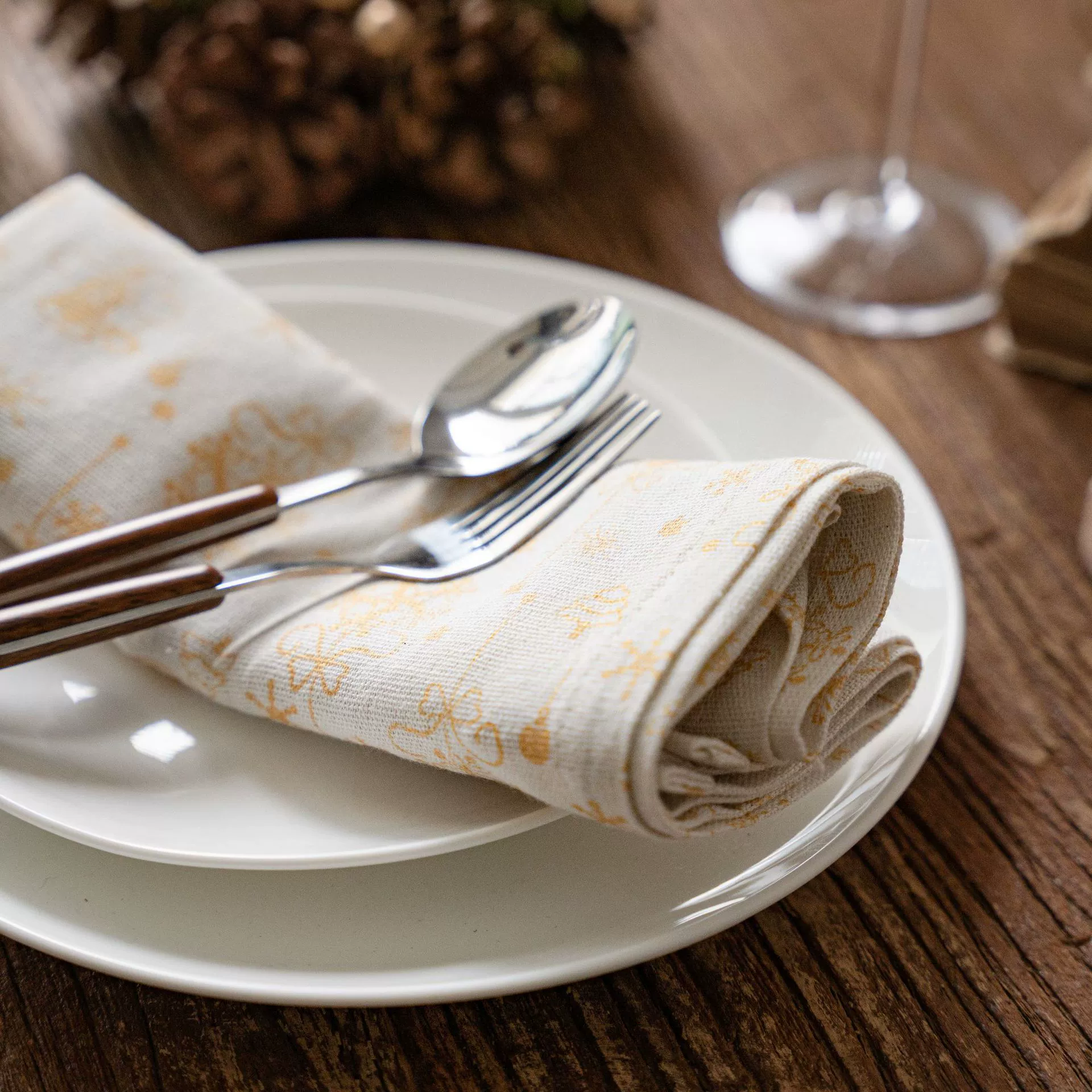 Imanquiyun Printed Gold Powder Christmas Food Photography Background Cloth Napkin Baking Props Factory Direct Supply