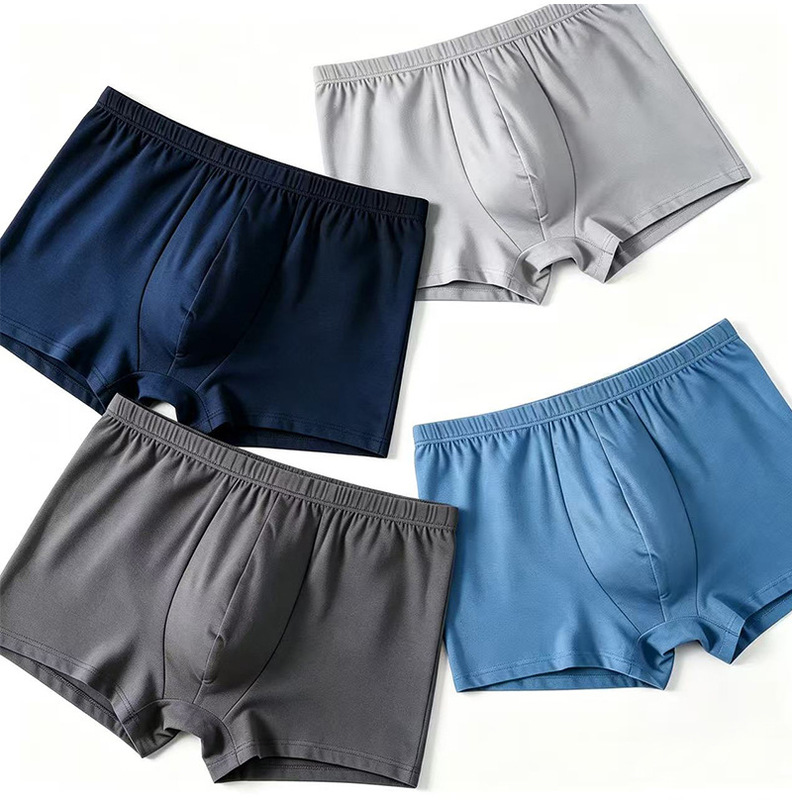 New Style Men's Pure Cotton Underwear Wholesale Large Size Loose Fit Solid Color Men's Modal Boxer Shorts Breathable
