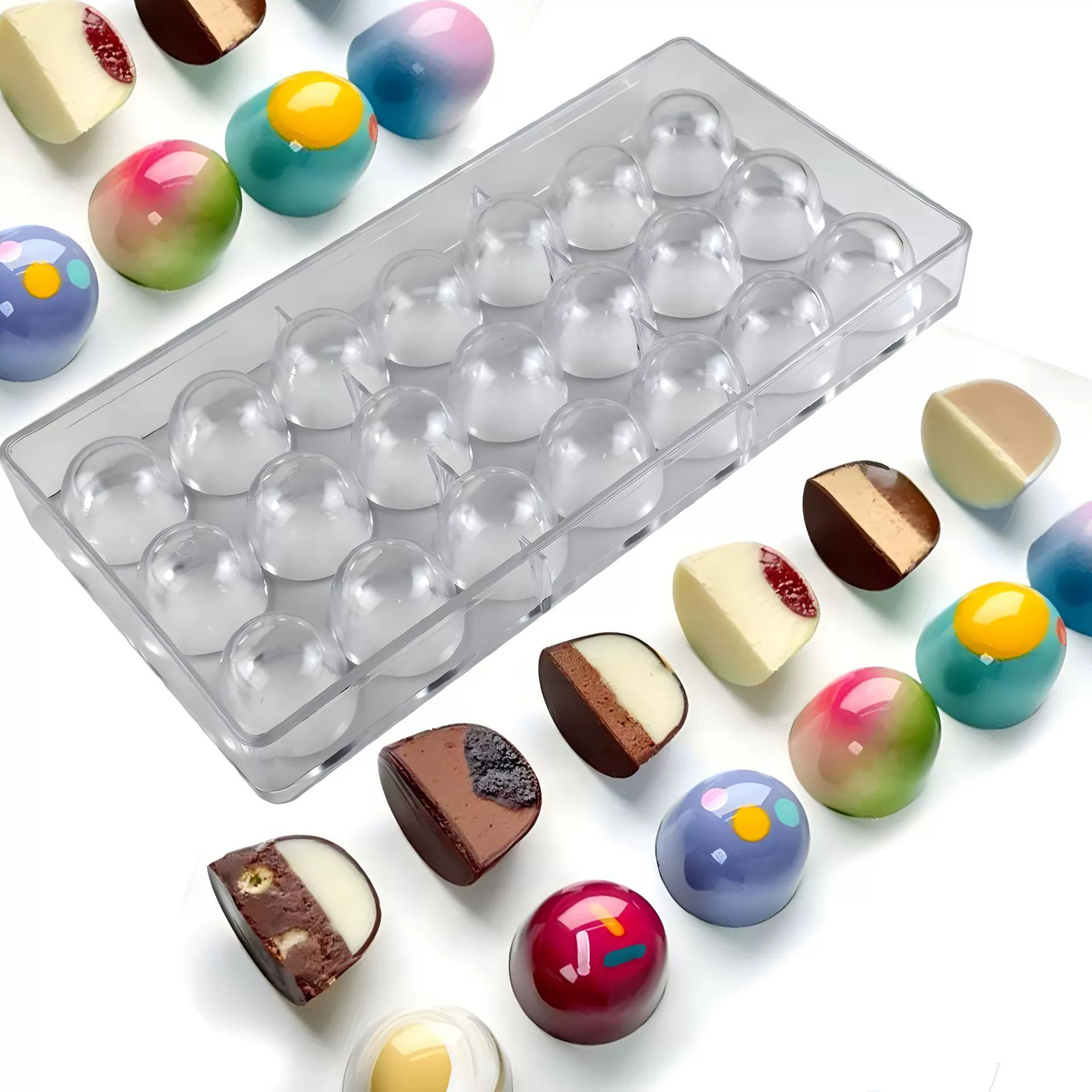 PC шоколадная форма, большой полукруглый пудинг конфеты пластиковые формы