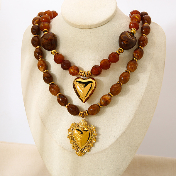 retro acrylic brown beaded bracelet