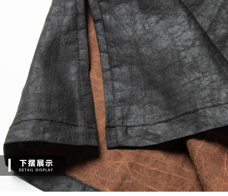 Áo thun nam tay ngắn cổ V dáng rộng phong cách Trung Hoa, chất liệu lụa tơ sen cao cấp — G6010 màu đen chi tiết 18