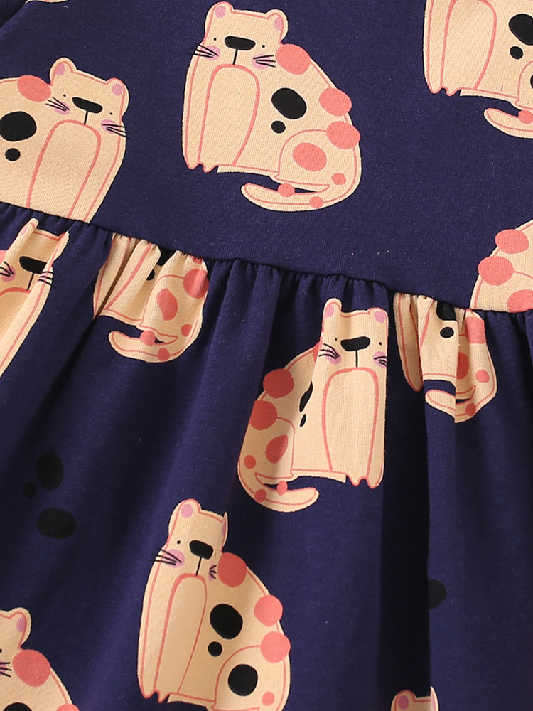 Malwee niños vestido de verano nuevo cuello redondo estilo occidental manga corta europea y americana falda casual