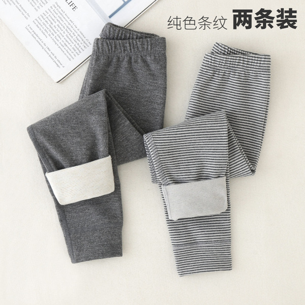[Buy one get two] two pack medium and large children de velvet pants boys and girls school uniform artifact silk wool warm pants