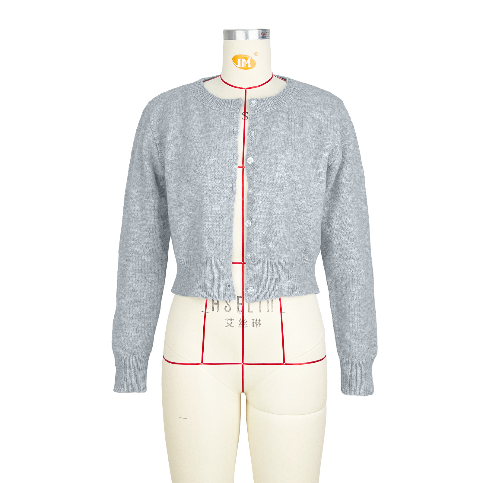 280g Weight Long Sleeve Sleeve Length Single Breasted Placket Type Polyester Fabric Type Short Top Length Cardigan, Sweater Tops Type Daily Occasion Round Neck Neckline Loose Fit Type Solid Color Pattern Spring, Autumn Season Women's Gender Button Design Streetwear Style Wholesale Women's Streetwear Solid Color Long Sleeve Button Sweaters & Cardigans 16