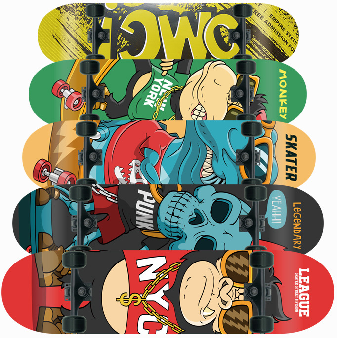 Skateboard Doppio Monopattino Azione per Uomini e Donne Tavola per Principianti Acero Spazzolatura Strada Ora Testa Land Rush Quattro_voghion.com