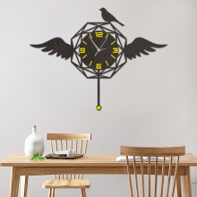 外贸新款亚克力材料挂钟diy单面墙钟简约风格八边形装饰墙贴客厅