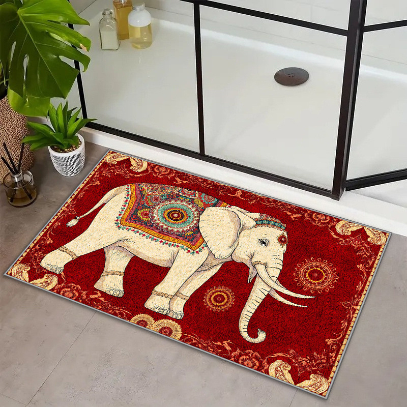 Cross-border best-selling American retro elephant diatomite bathroom absorbent floor mat, non-slip quick-dry mat for bathroom, available for dropshipping