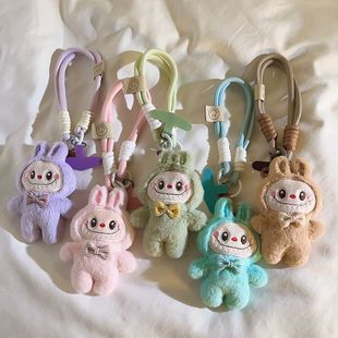Versatile Pink Plush Doll Pendant Phone Lanyard Woven Short Backpack Accessory Universal Phone Case