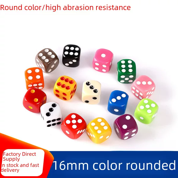 Spot Dice 16mm Acrylic Dice Chess Piece Chip Colorful Sieve Amazon Board Game Toy Accessories