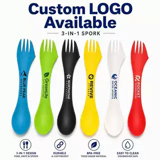 跨境食品级刀叉勺三合一多功能勺子户外便携塑料餐具加工定制LOGO