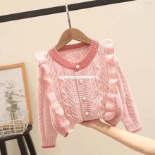 童装春秋季新款女童镂空针织毛衣儿童韩版洋气春秋款外套开衫