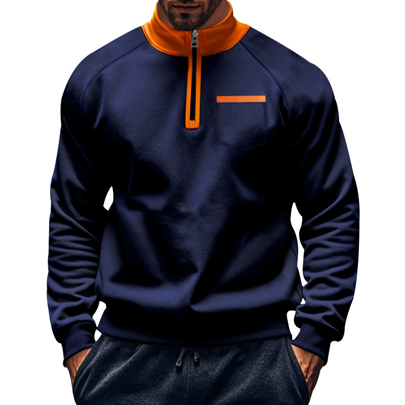 Men's Half Zip Sweatshirt With Stand Collar For Autumn And Winter_voghion.com