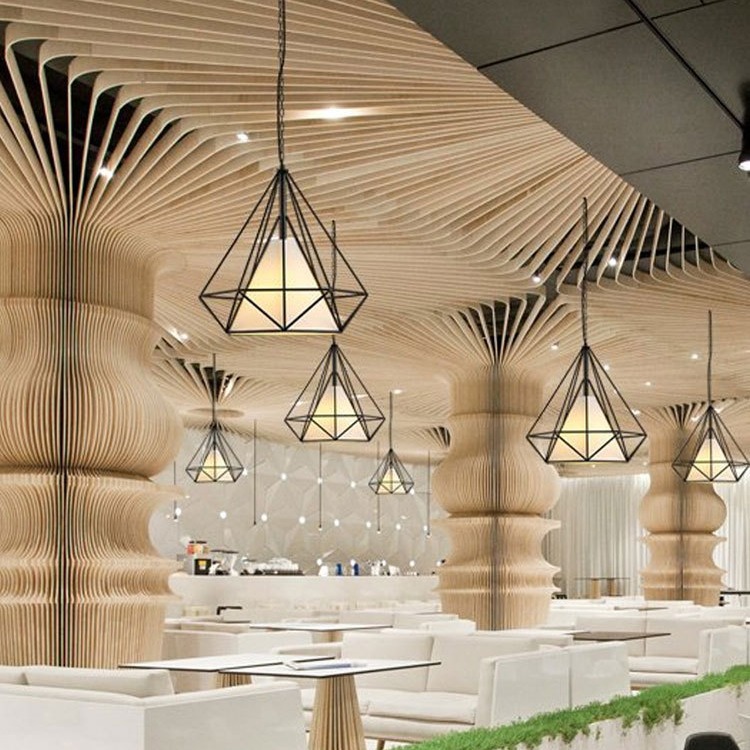 Scandinavian Modern Minimalist Restaurant Pendant Light Creative Three-Head Shop Commercial Lighting Art Diamond Iron Bar Recessed Lighting Decor