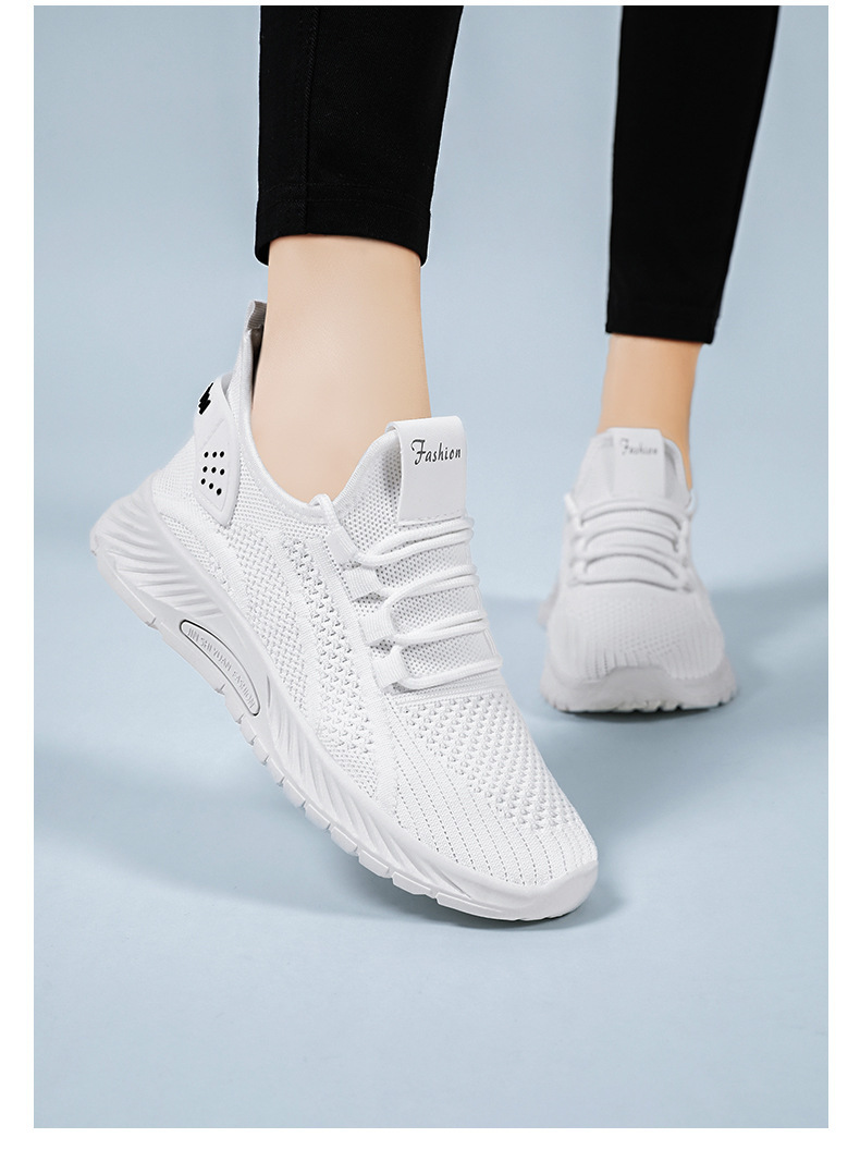Cross-Border Plus Size Casual Breathable Sneakers Women's Versatile Solid Color Running Shoes_voghion.com