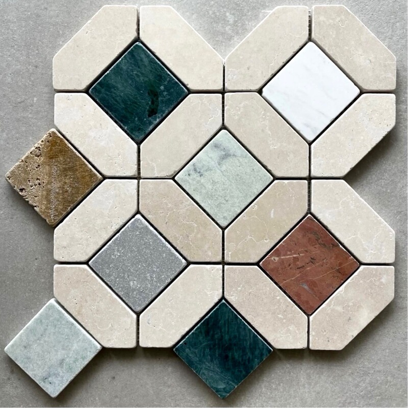 Dark Green Natural Stone Mosaic Tiles Hexagonal Tiles French Marble Shower Panel Wall Tiles Small Tiles