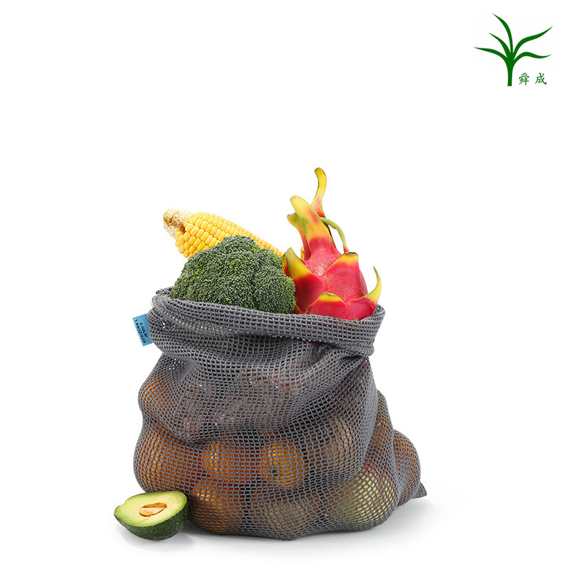 厂家现货纯棉水果网袋染色棉网袋环保使用超市购物网格抽绳束口袋
