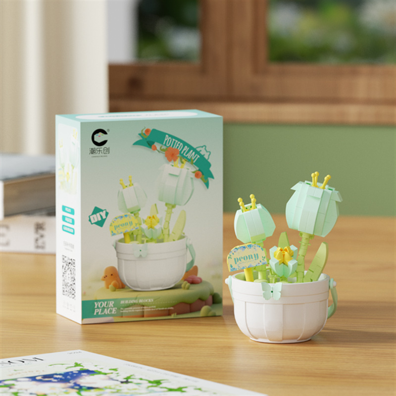 Compatible con bloques de flores eternas flores en maceta canasta DIY adornos hechos a mano girasol con flores de sol juguetes de puzzle para niños