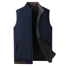 高端精品男士立领保罗马甲男新款宽松大码休闲双面坎肩简约马夹