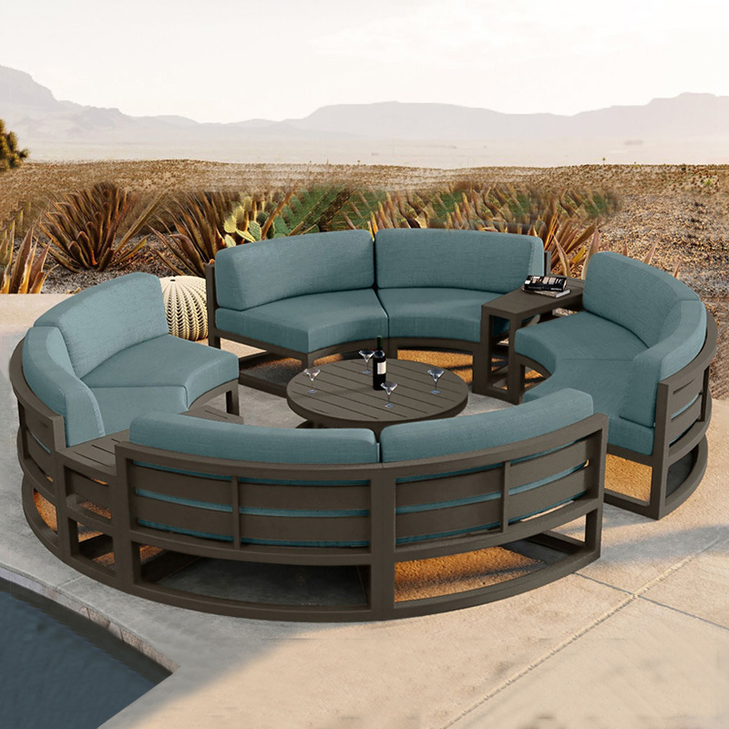 Outdoor Sofa Courtyard Hotel Garden Outdoor Round Leisure Chair Combination Aluminum Alloy Waterproof Outdoor Balcony Furniture