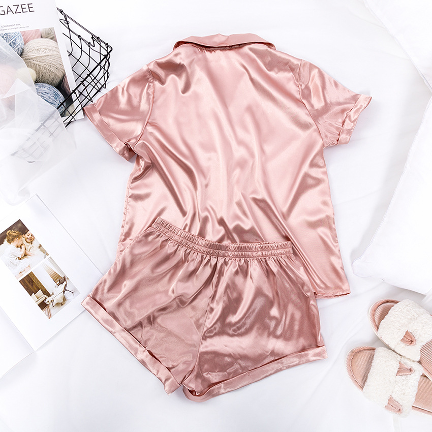 140g Weight Short Sleeve Sleeve Length Pajamas Lingerie Type Single Breasted Placket Type Polyester, Satin Fabric Type Regular Top Length Shorts Sets Sets Type 2 Piece Set Quantity Home, Outdoor Occasion Turndown Neckline Comfort Function Regular Fit Fit Type Solid Color Pattern Summer, Spring Season Women'S Gender Casual Style Women's Casual Solid Color Polyester Satin Shorts Sets