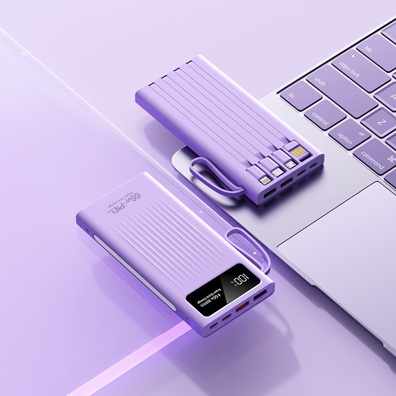 66W超高速充電20000mAhパワーバンク、ケーブル付き、ポータブル、コンパクト、超大容量携帯電話パワーバンク|undefined