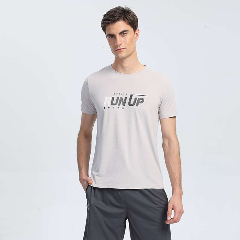 Verano de los hombres deportes corriendo ropa de secado rápido camiseta bottoming camisa media manga moda impresa casual manga corta en stock lote F